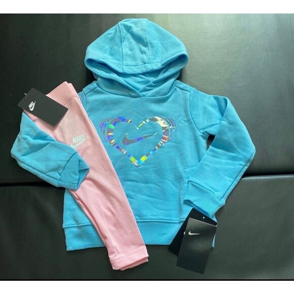 NWT Nike Metallic hoodie & Leggings Set Girls Size 3T